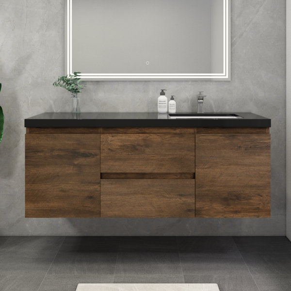 Ivy Bronx Castin 60" WallMounted Single Right Sink Bathroom Vanity Set